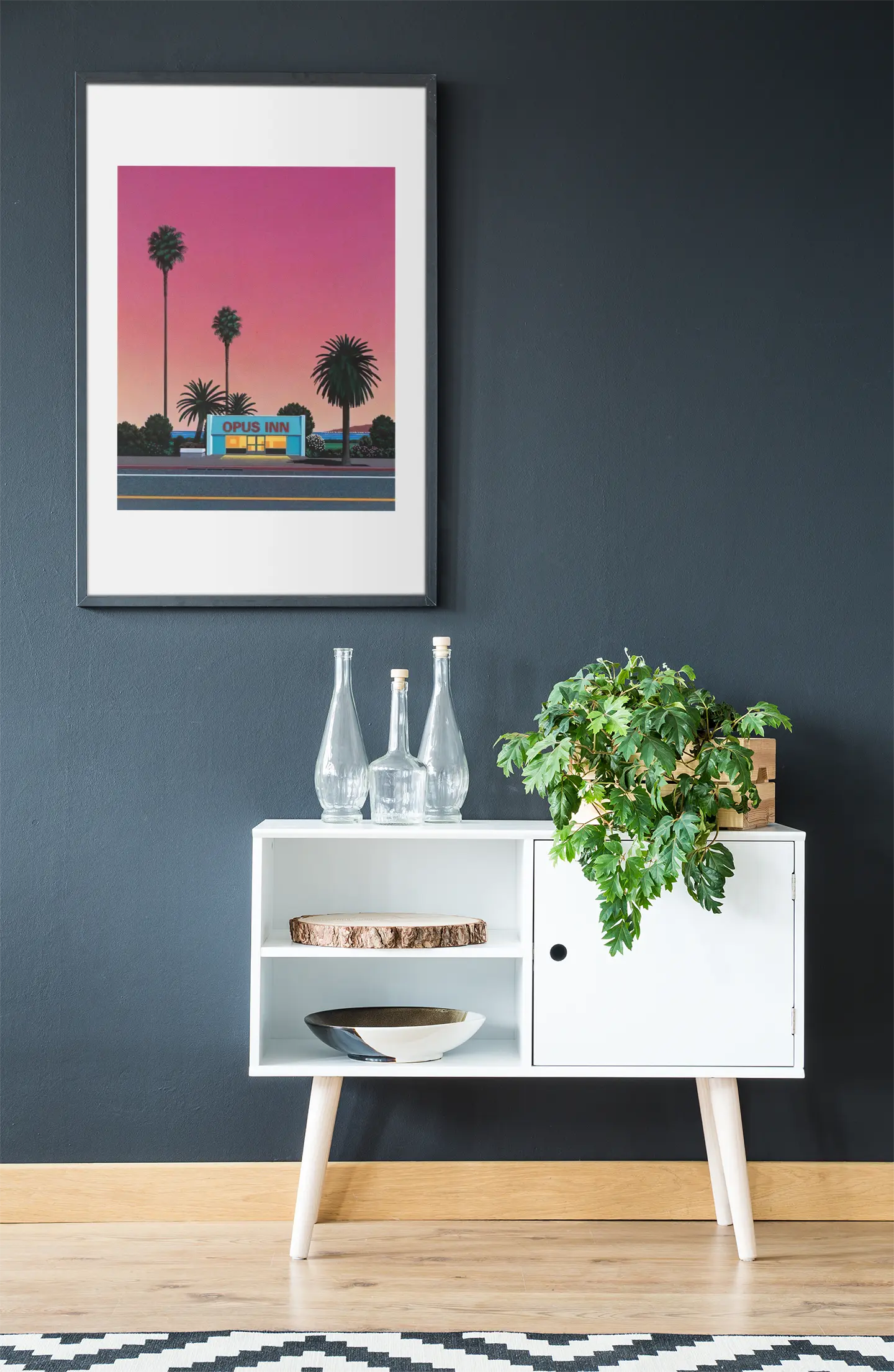 Poster city pop Hiroshi Nagai, Sun love, Opus Inn poster, vaporwave style Trendsandprints