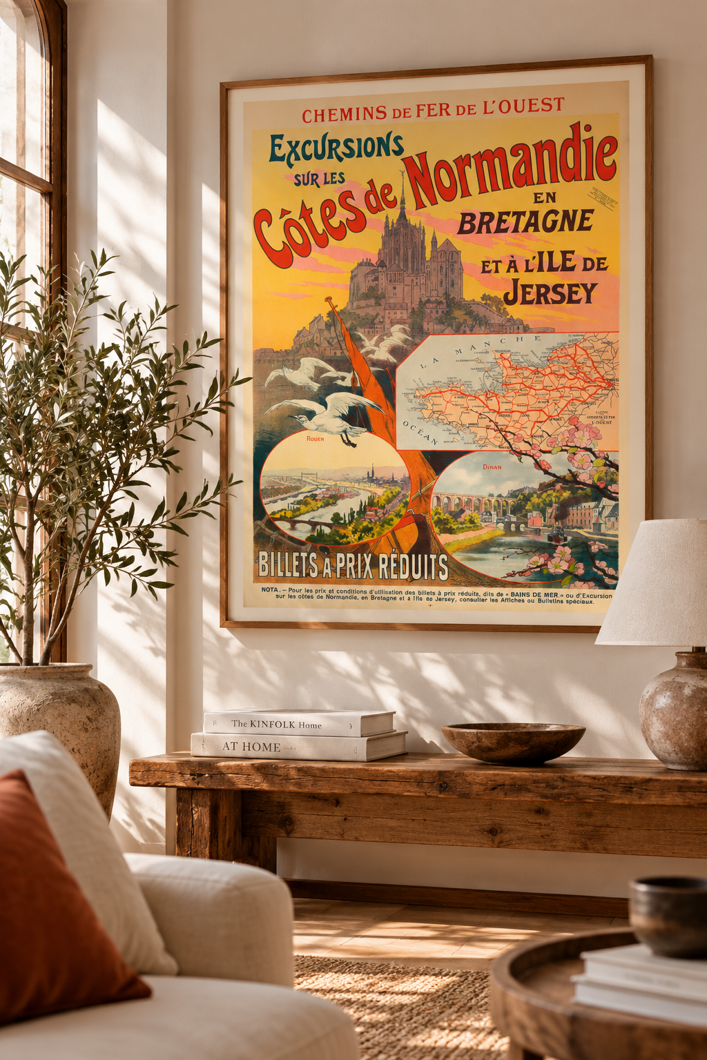 Affiche Côtes de Normandie, Bretagne et Jersey — Chemins de fer de l'Ouest, Poster Vintage 1902