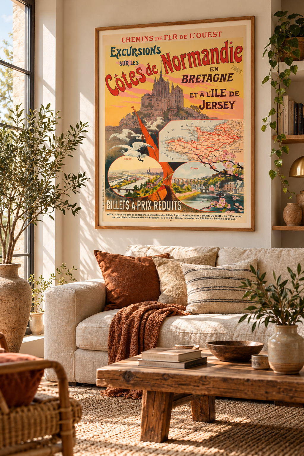 Affiche Côtes de Normandie, Bretagne et Jersey — Chemins de fer de l'Ouest, Poster Vintage 1902