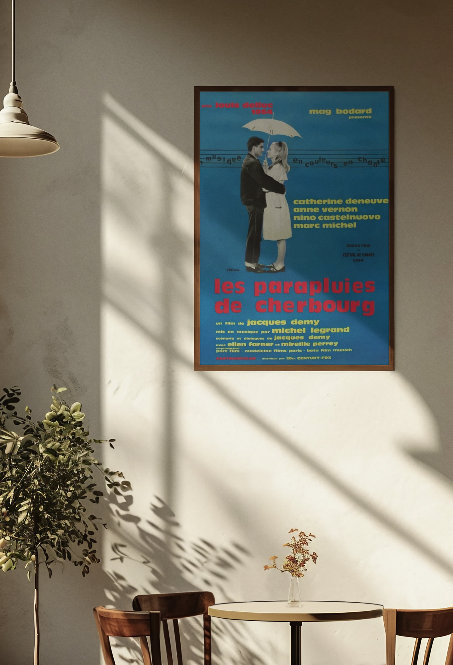 Poster cult film The Umbrellas of Cherbourg, Catherine Deneuve film, French film French wall decoration