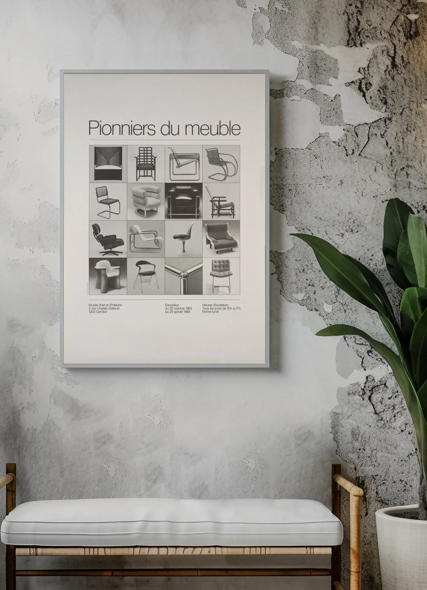 Affiche "Pionniers du Meuble", exposition de 1983 Musée d'art et d'histoire Trendsandprints