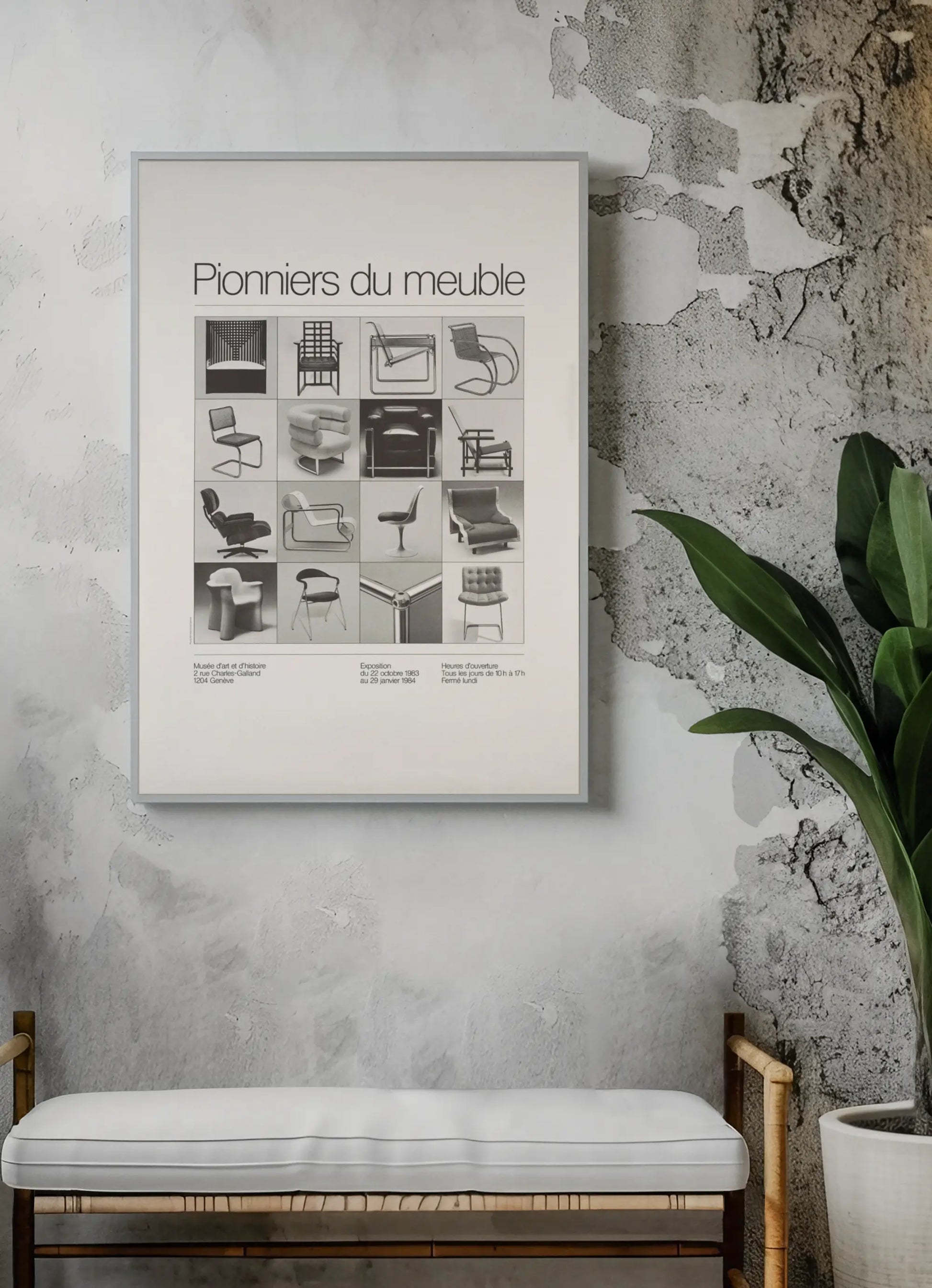 Affiche "Pionniers du Meuble", exposition de 1983 Musée d'art et d'histoire Trendsandprints