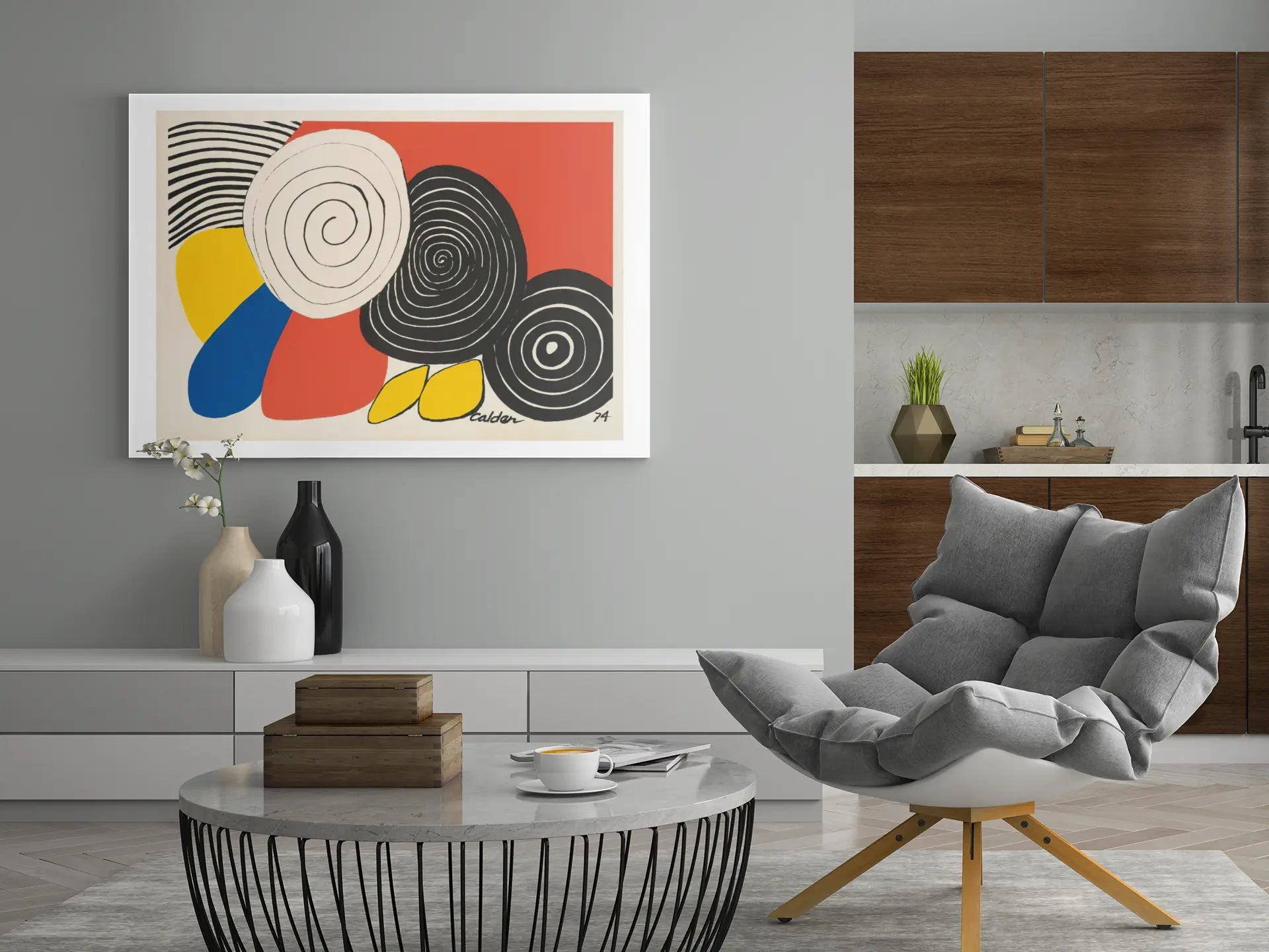 Poster reproduction lithographie Alexander Calder 1974, poster art abstrait Trendsandprints