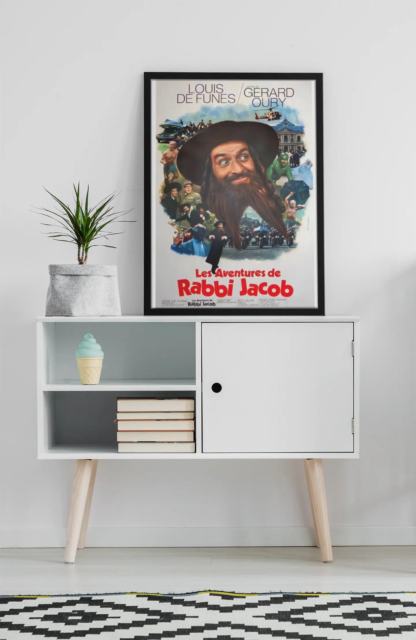 Poster Rabbi Jacob, film culte français, fan de louis de funès, poster français vintage, poster cinéma français Trendsandprints