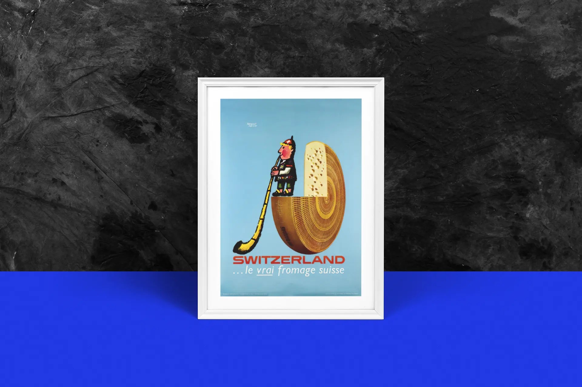 Poster "le vrai fromage suisse" de Herbert Leupin, affiche Suisse, symbole Suisse Trendsandprints