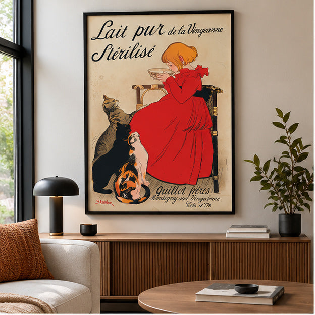Affiche Française Vintage Lait pur de la Vingeanne — Steinlen, Poster Rétro 1894